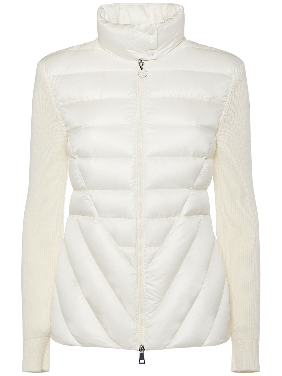 Moncler Padded Wool Blend Down Cardigan In White