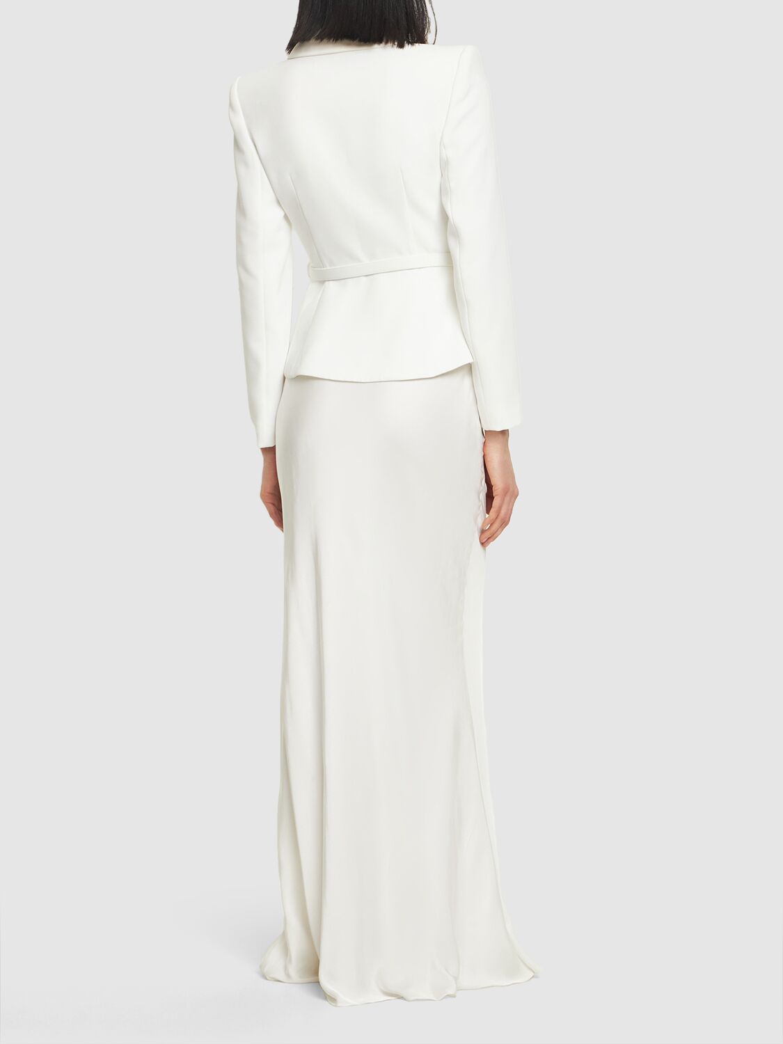 Shop Self-portrait Tailored Crepe Maxi Dress In White
