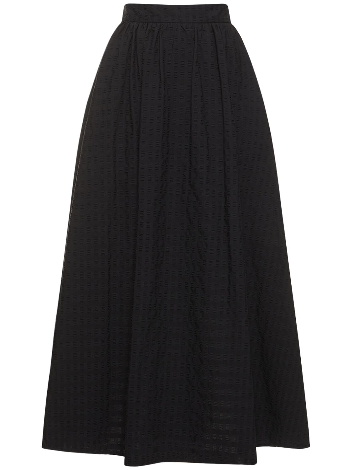 Msgm Houndstooth-jacquard Flared Midi Skirt In Black