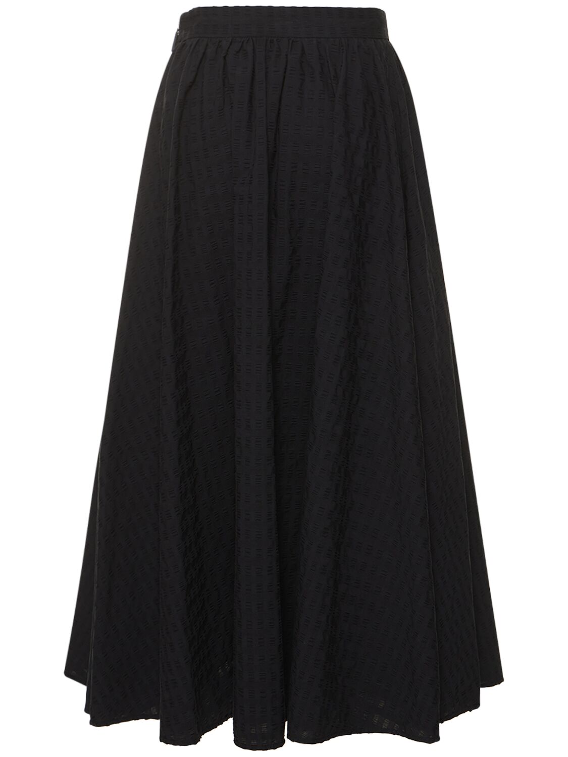 Shop Msgm Cotton Midi Skirt In Black