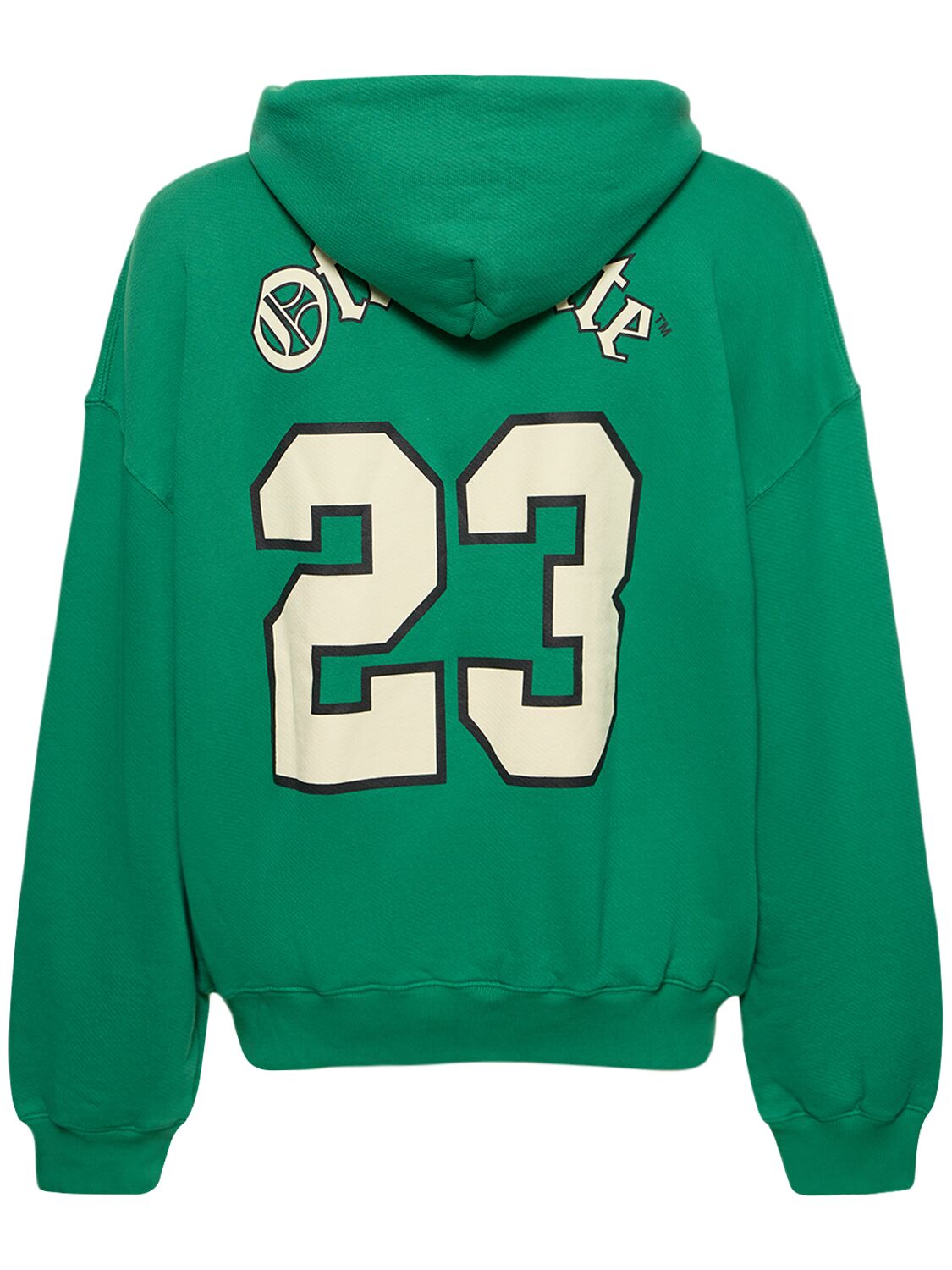 Shop Off-white Football Over Cotton Hoodie In Green