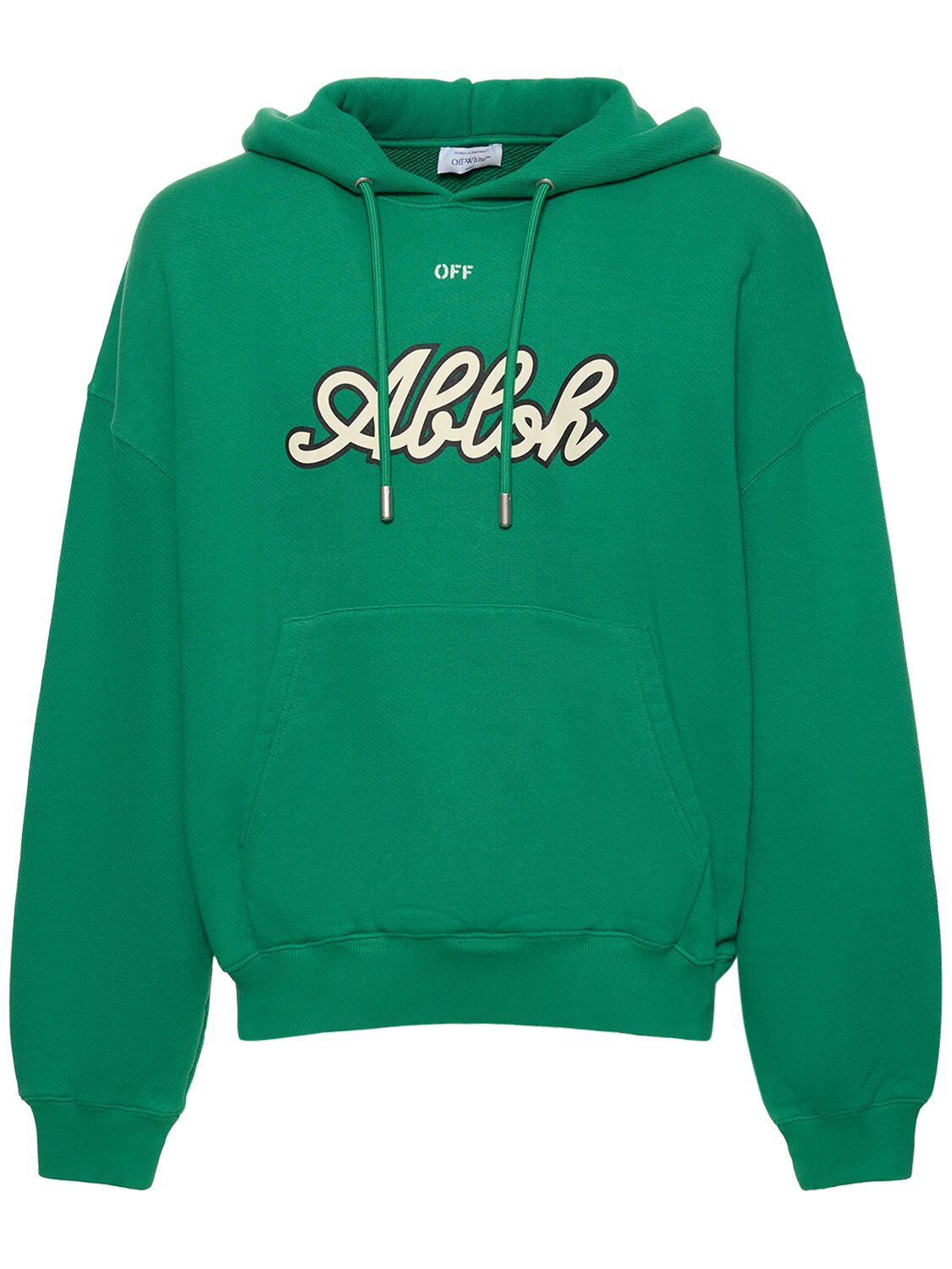Shop Off-white Football Over Cotton Hoodie In Green
