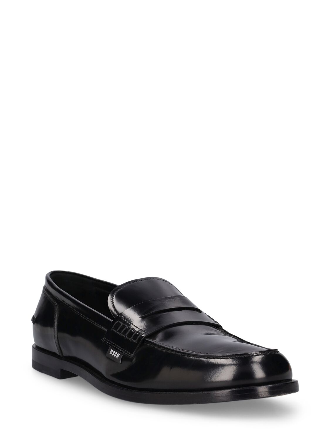 Shop Msgm Leather Loafers In Black