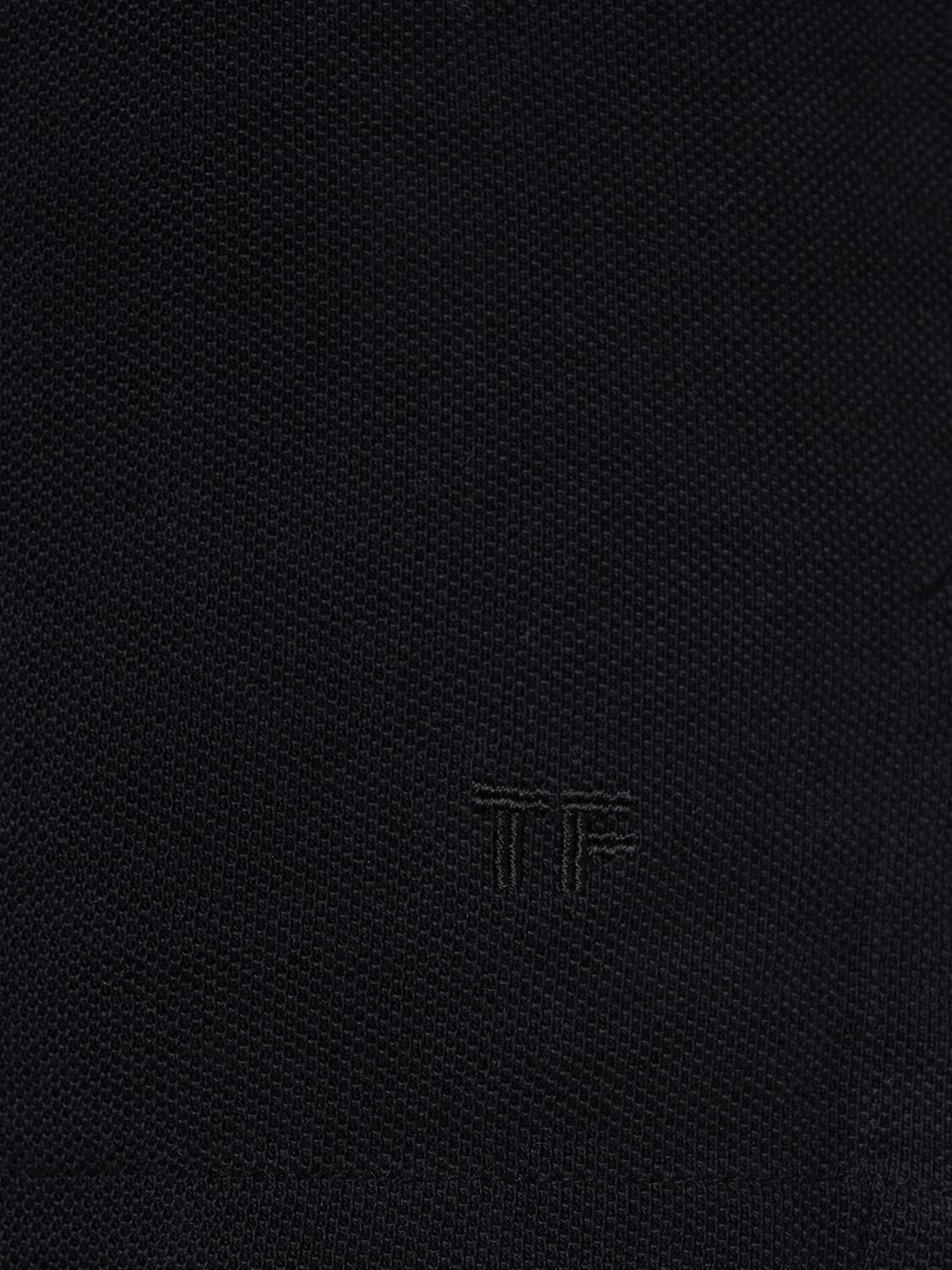 Tom Ford Black Short-sleeves Polo In Cotton Piquet Jersey Man In Black