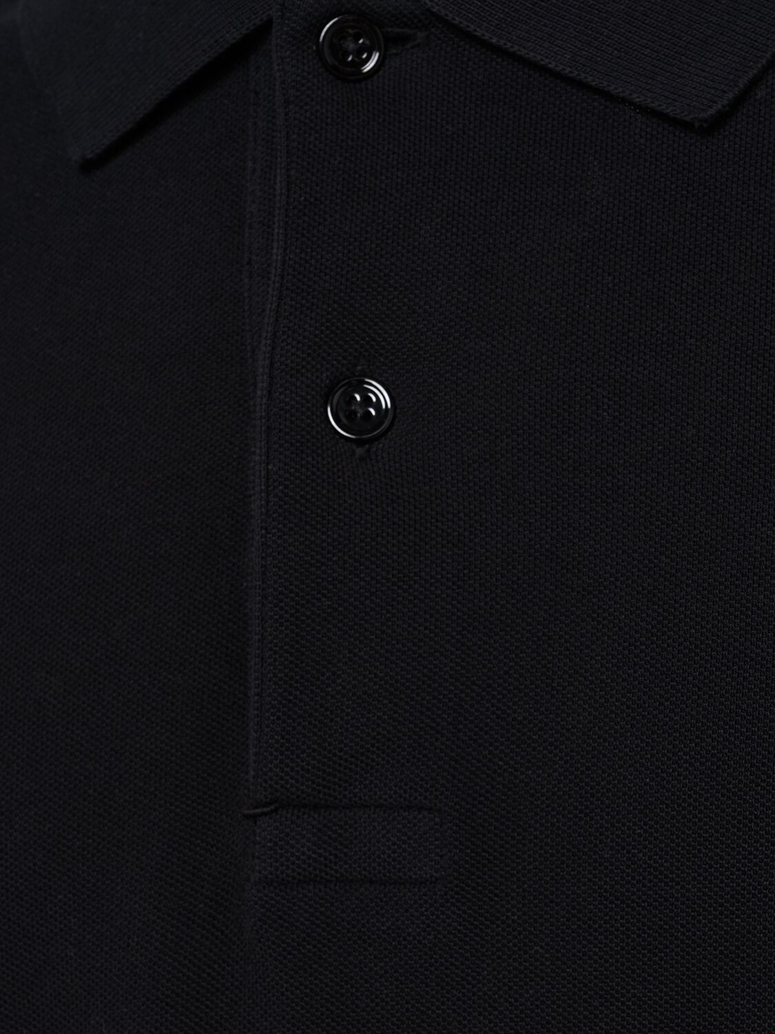 Tom Ford Black Short-sleeves Polo In Cotton Piquet Jersey Man In Black