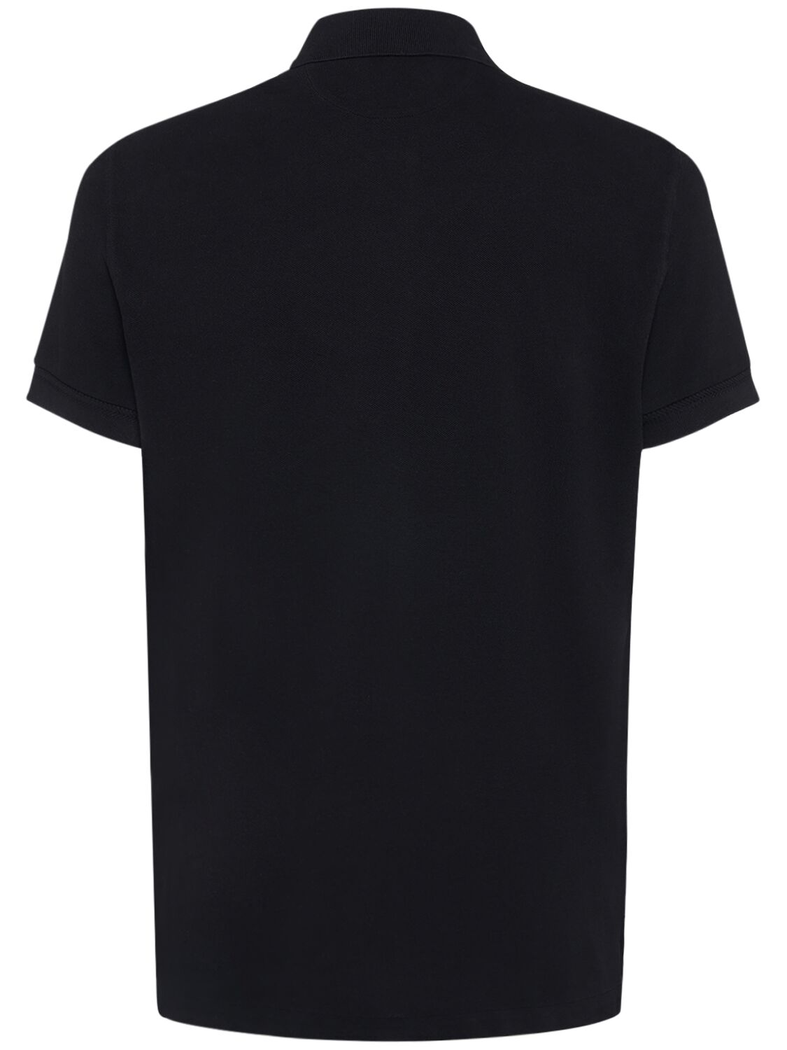 Tom Ford Black Short-sleeves Polo In Cotton Piquet Jersey Man In Black