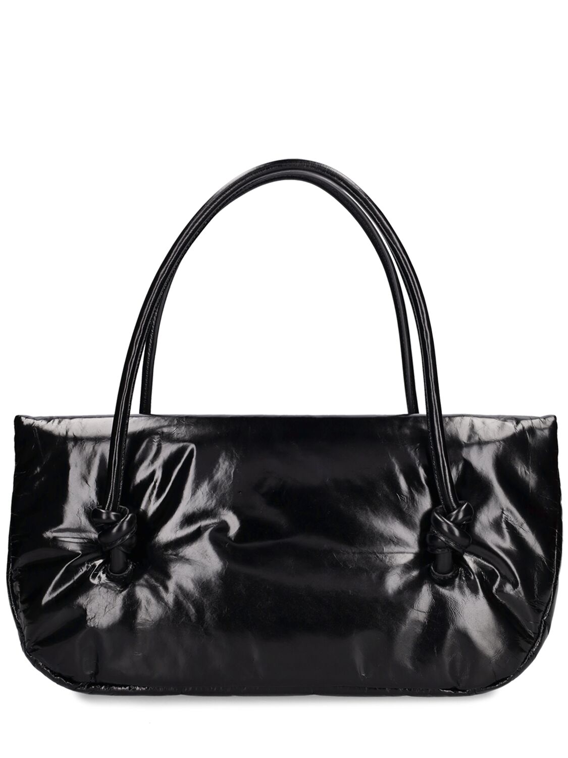 Shop Jil Sander Medium Knot Leather Shoulder Bag In Black