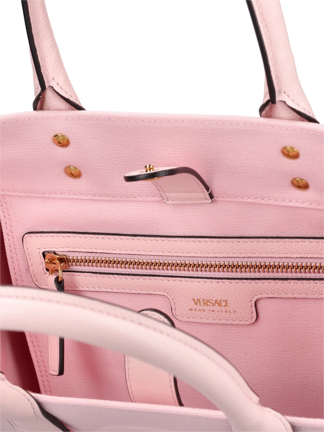 Shop Versace Small Medusa Canvas Tote Bag In Light Pink