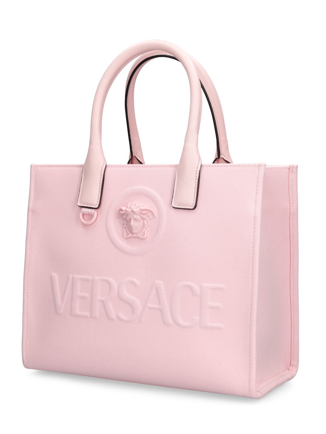 Shop Versace Small Medusa Canvas Tote Bag In Light Pink