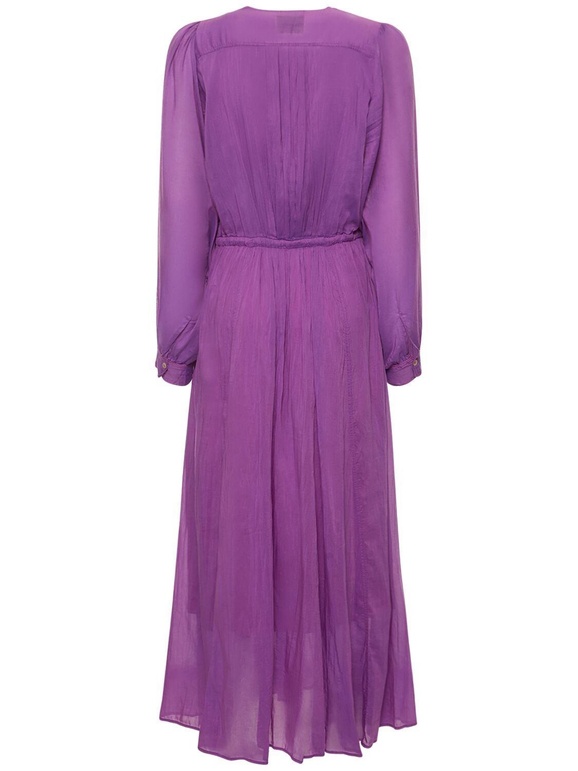 Shop Forte Forte Cotton & Silk Voile Drawstring Dress In Purple