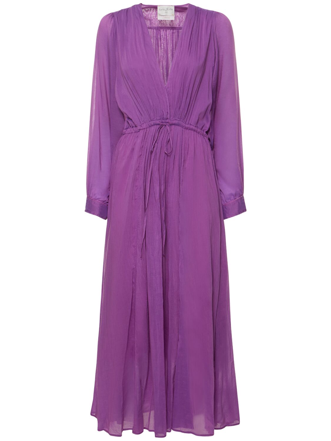 Forte Forte Cotton & Silk Voile Drawstring Dress In Purple