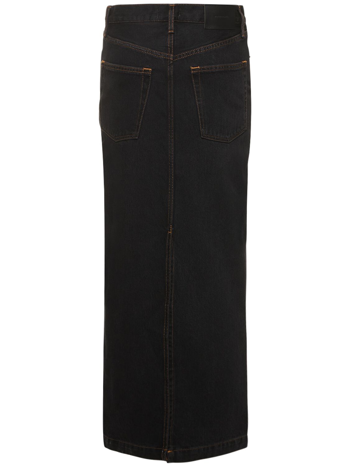 Shop Wardrobe.nyc Cotton Denim Midi Column Skirt In Black