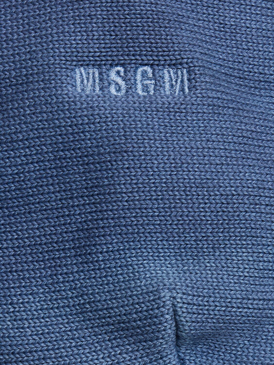 Shop Msgm Degradé Cotton Knit Hoodie In Blue