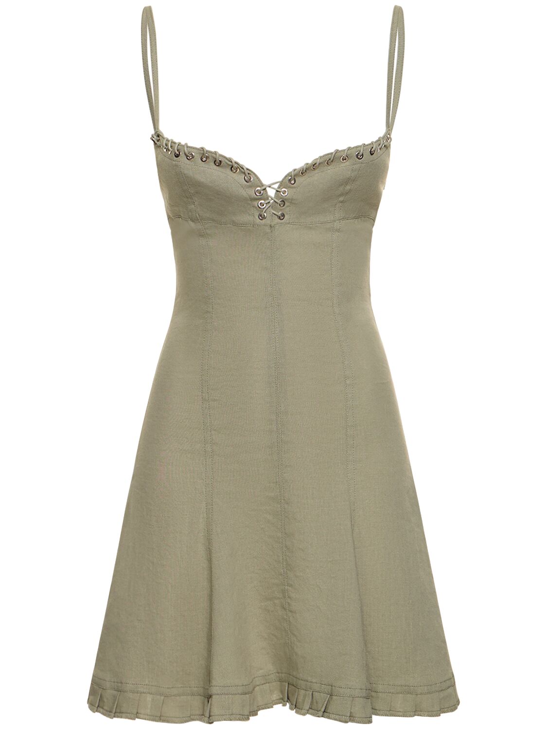 Image of Cotton Canvas Lace-up Mini Dress