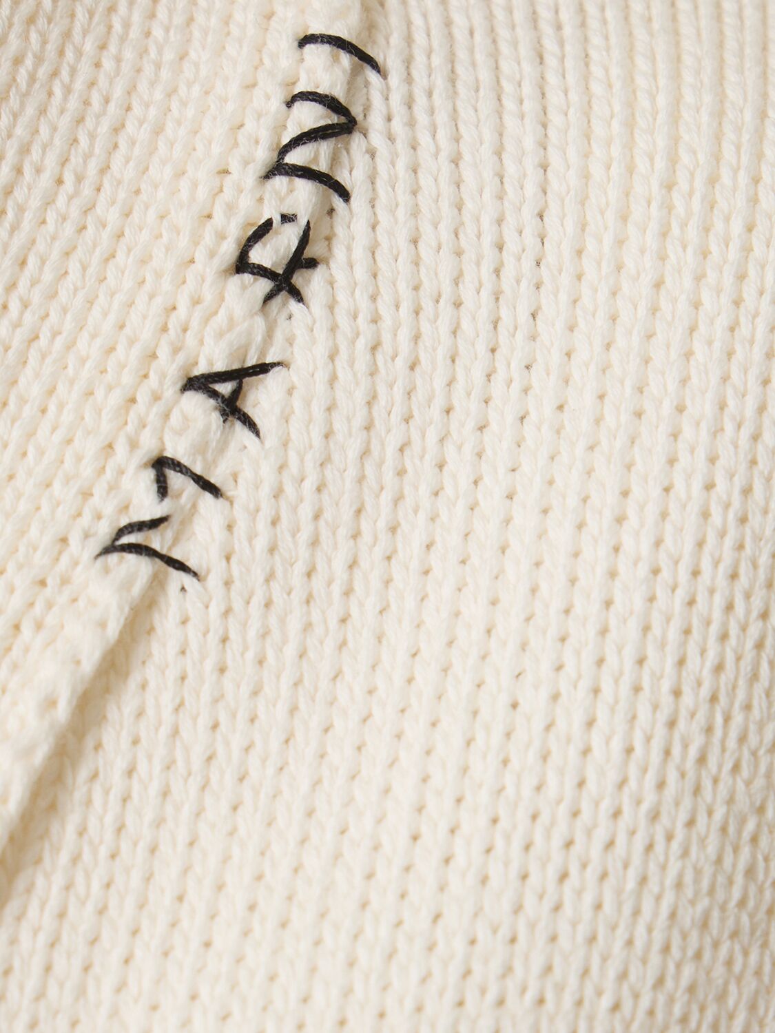 Shop Marni Distressed Cotton Knit Crop Cardigan In Ivory