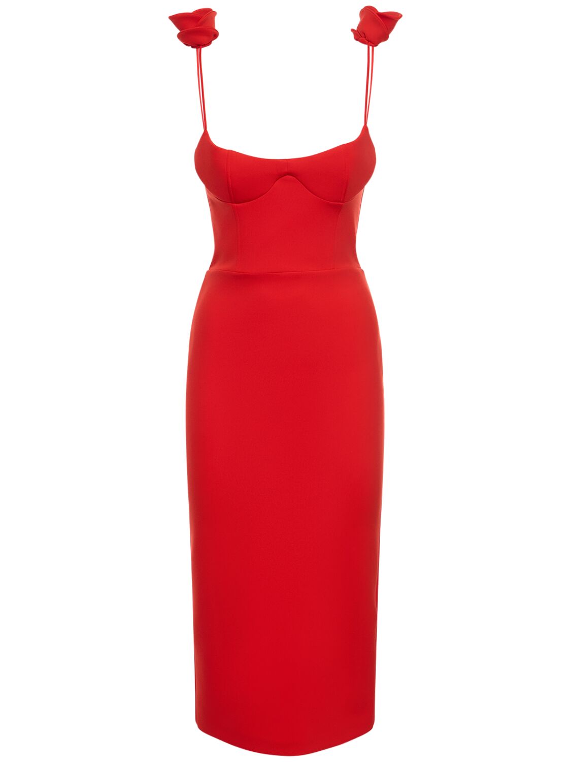 Shop Magda Butrym Jersey Midi Dress W/roses In Red