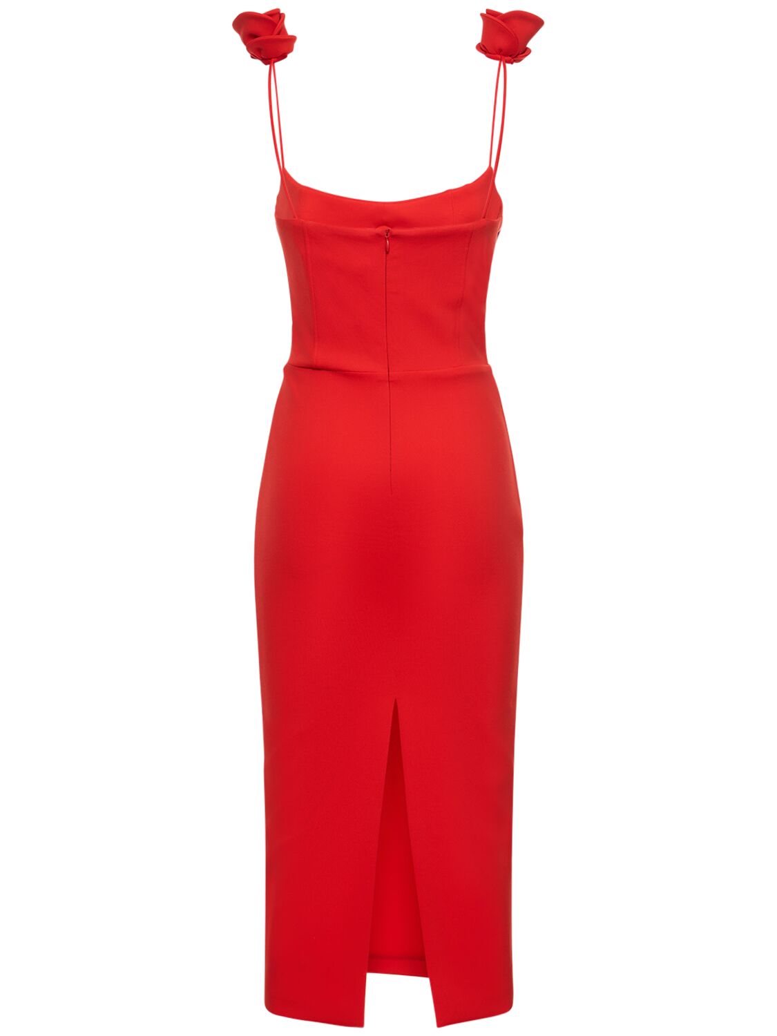 Shop Magda Butrym Jersey Midi Dress W/roses In Red