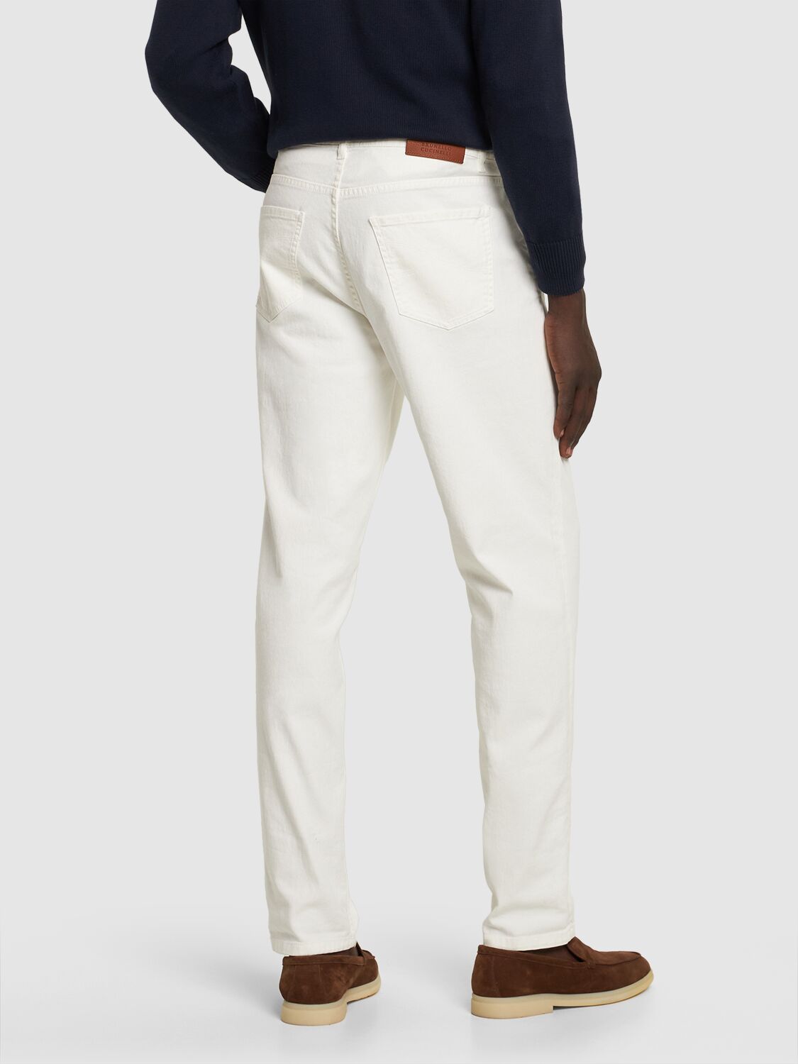 Brunello Cucinelli Straight-cut Trousers With Multiple Pockets In Neve