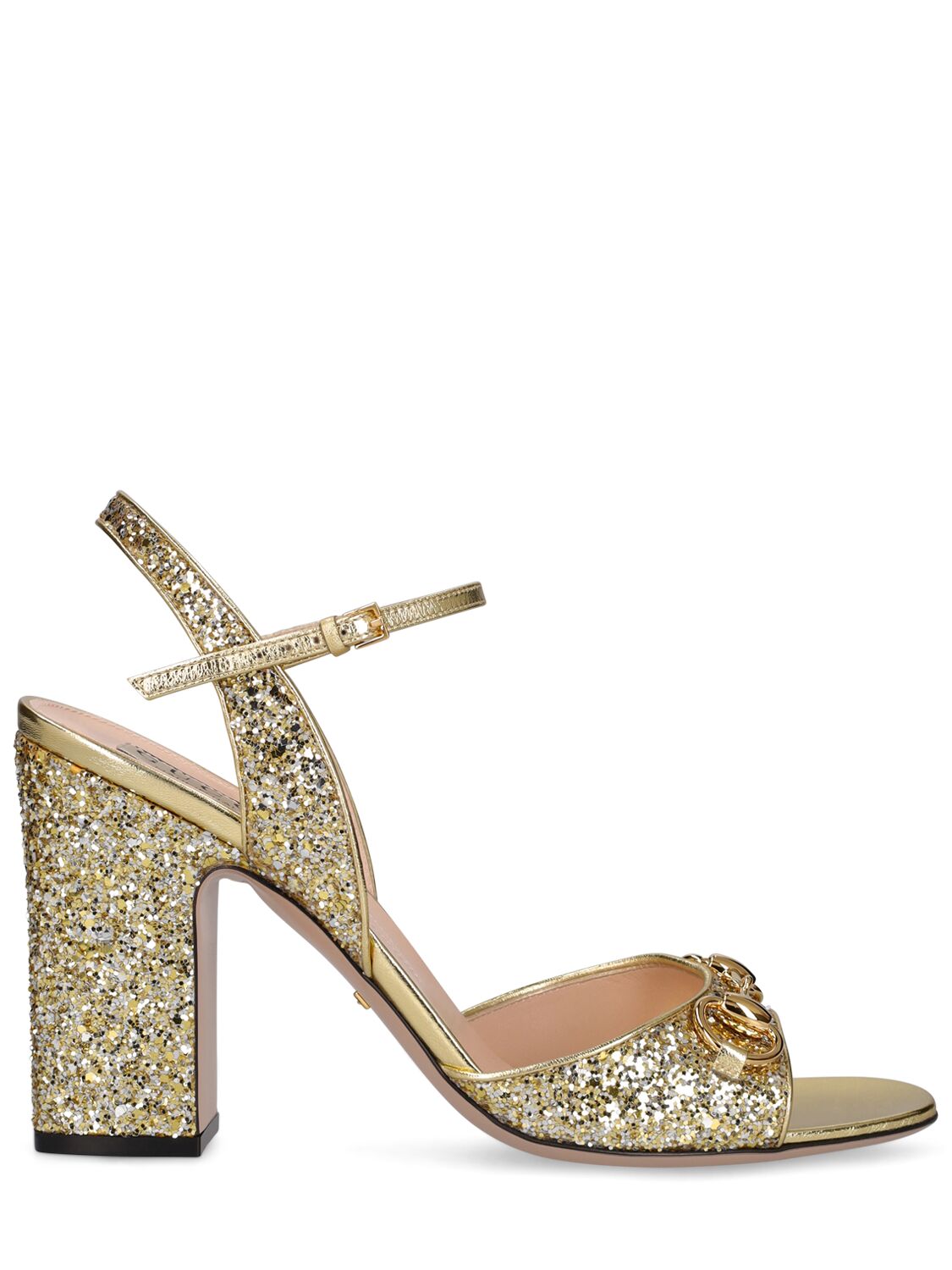 Gucci 95mm Lady Horsebit Embellished Sandals In Gold