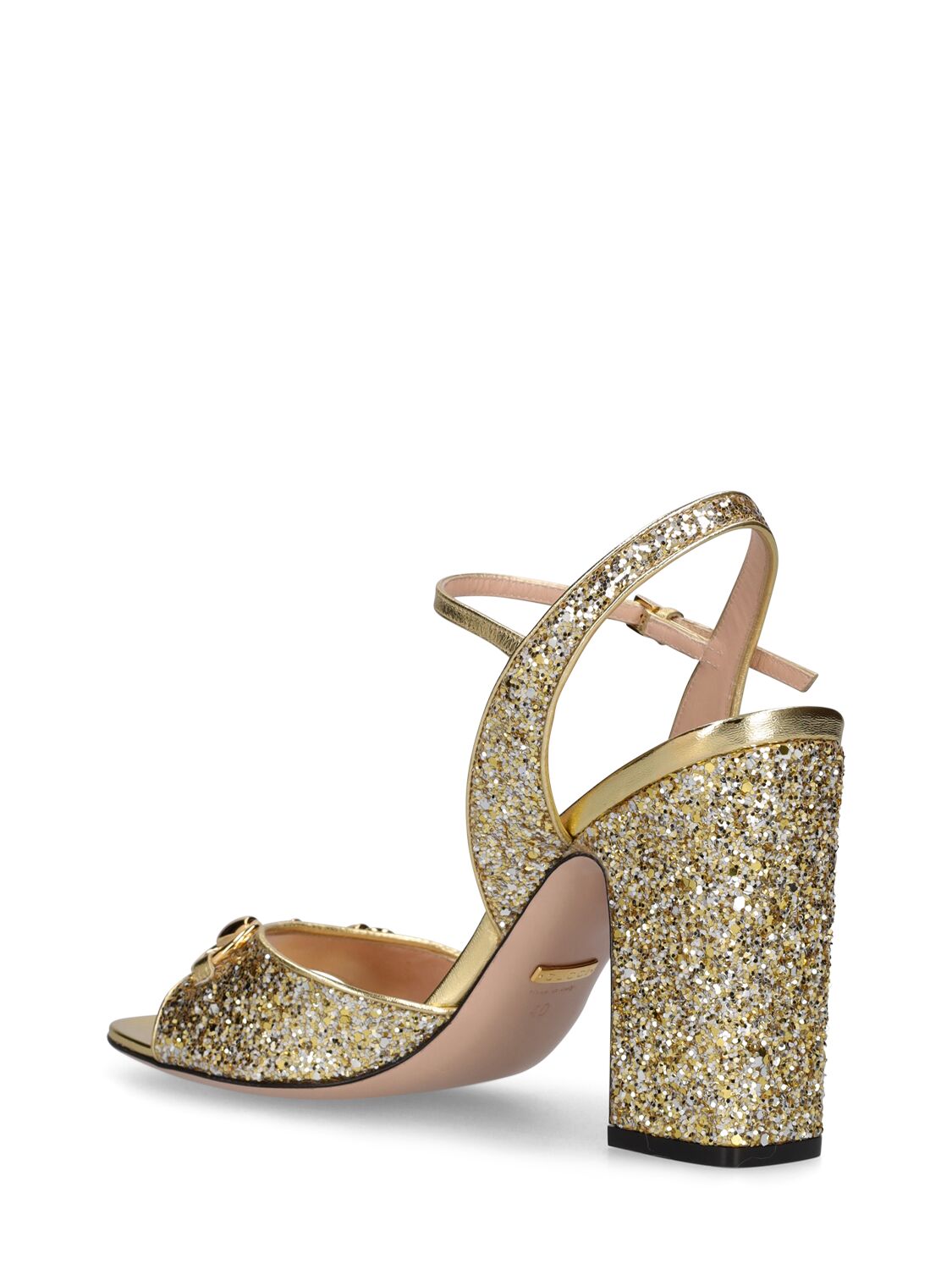 Shop Gucci 95mm Horsebit Embellished Sandals In Gold