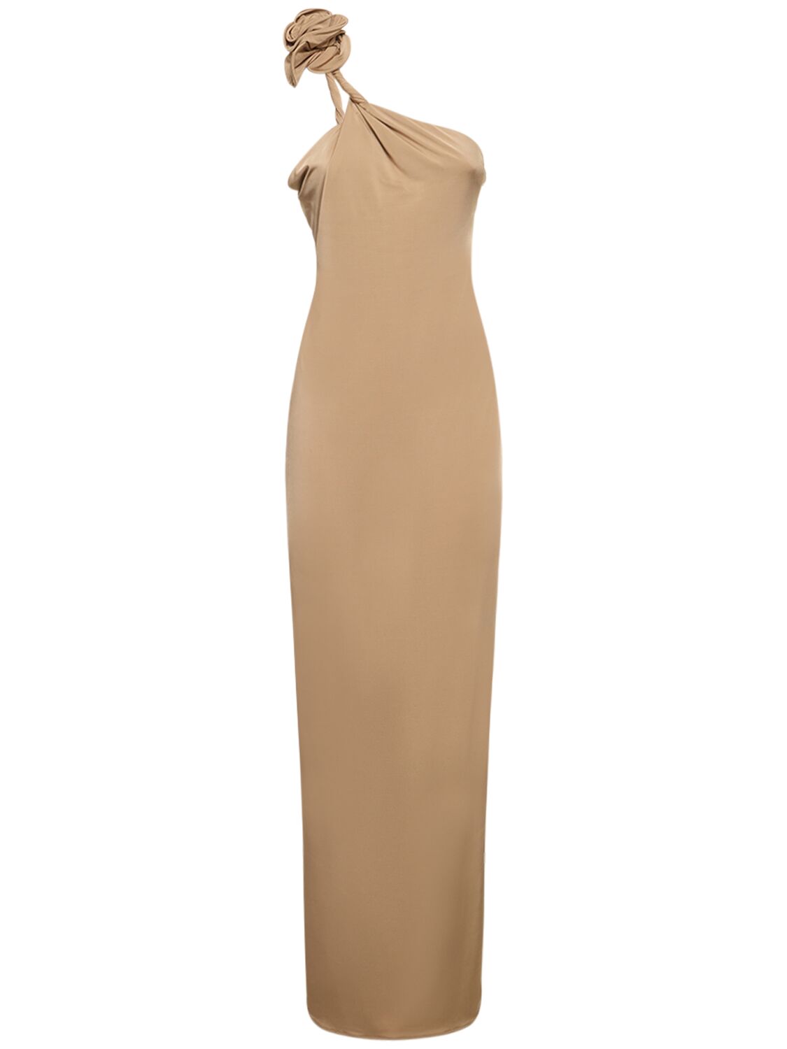 Shop Magda Butrym Jersey One Shoulder Long Dress In Beige