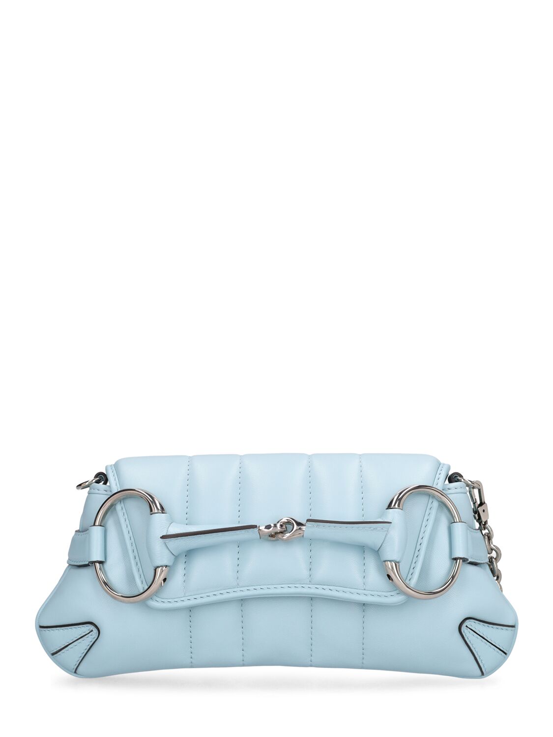Gucci Small Horsebit Chain Leather Bag In Crystal Snow