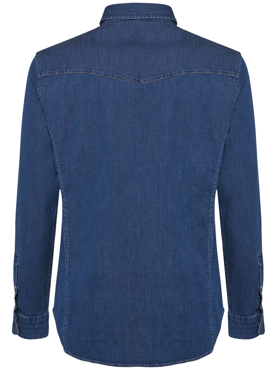 Shop Tom Ford Washed Denim Slim Fit Western Shirt In Stone Blue