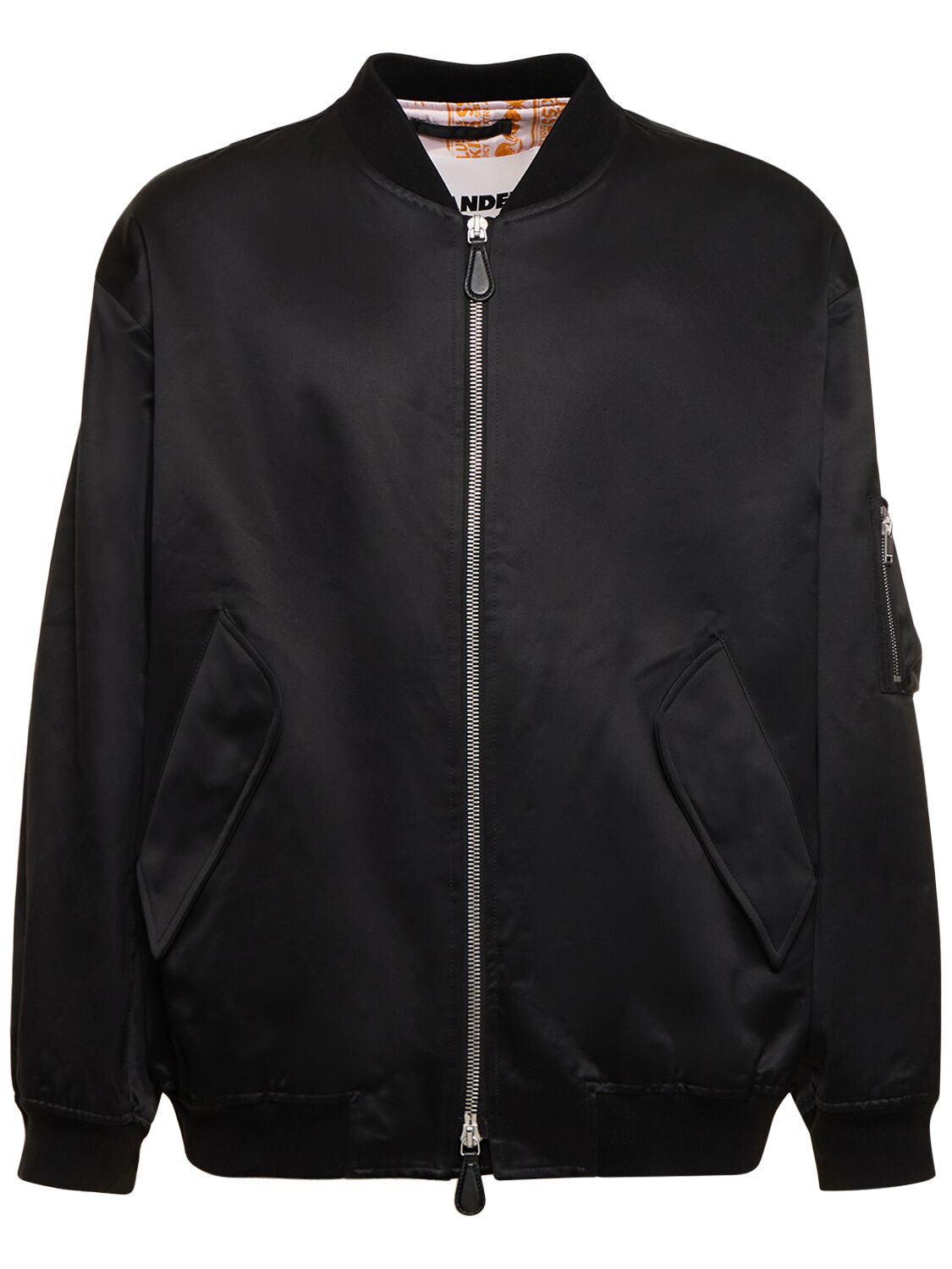 Shop Jil Sander Shiny Cotton Bomber Jacket In Pitch Black