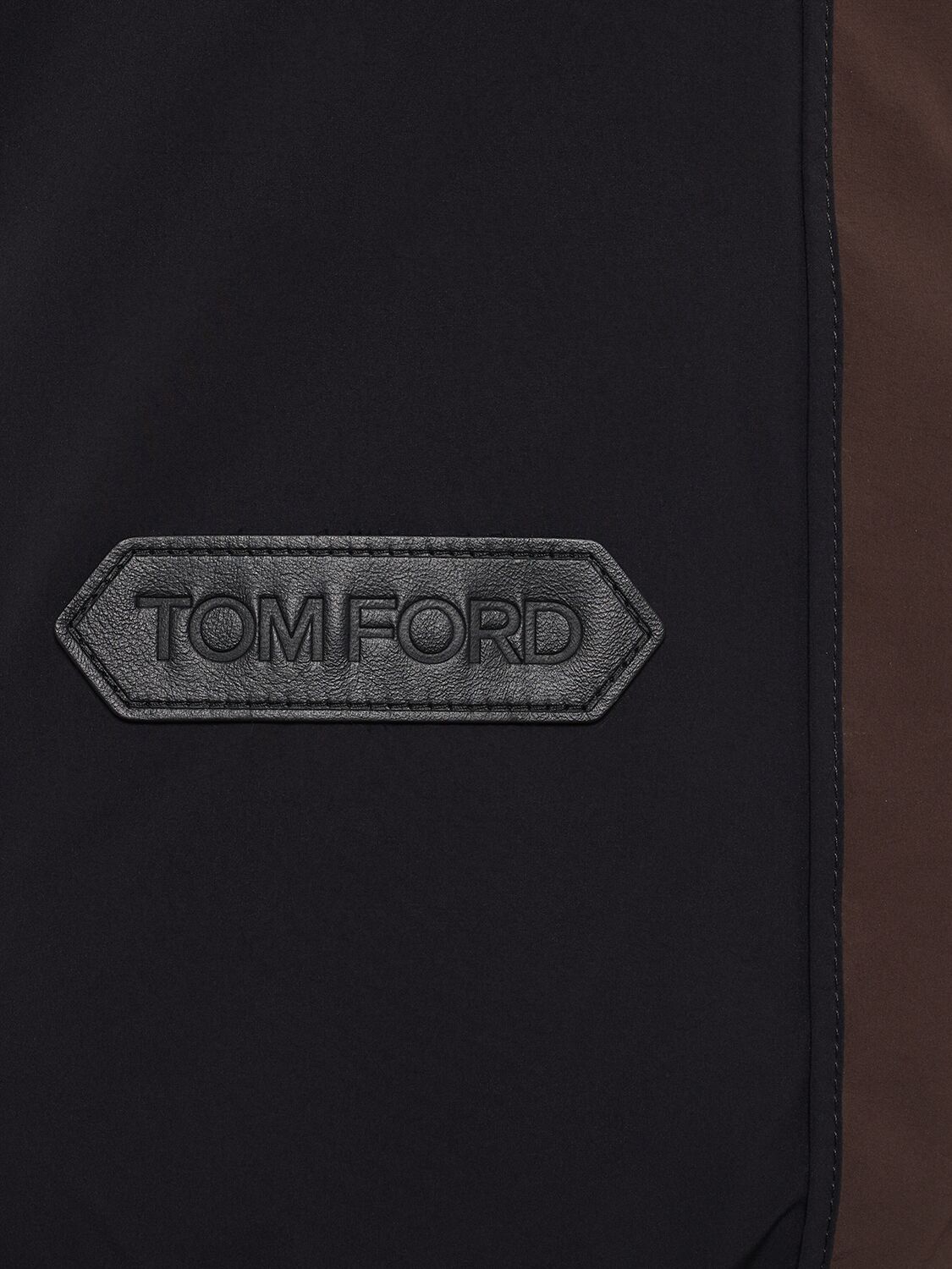 Shop Tom Ford Stretch Nylon Down Jacket In Chocolate