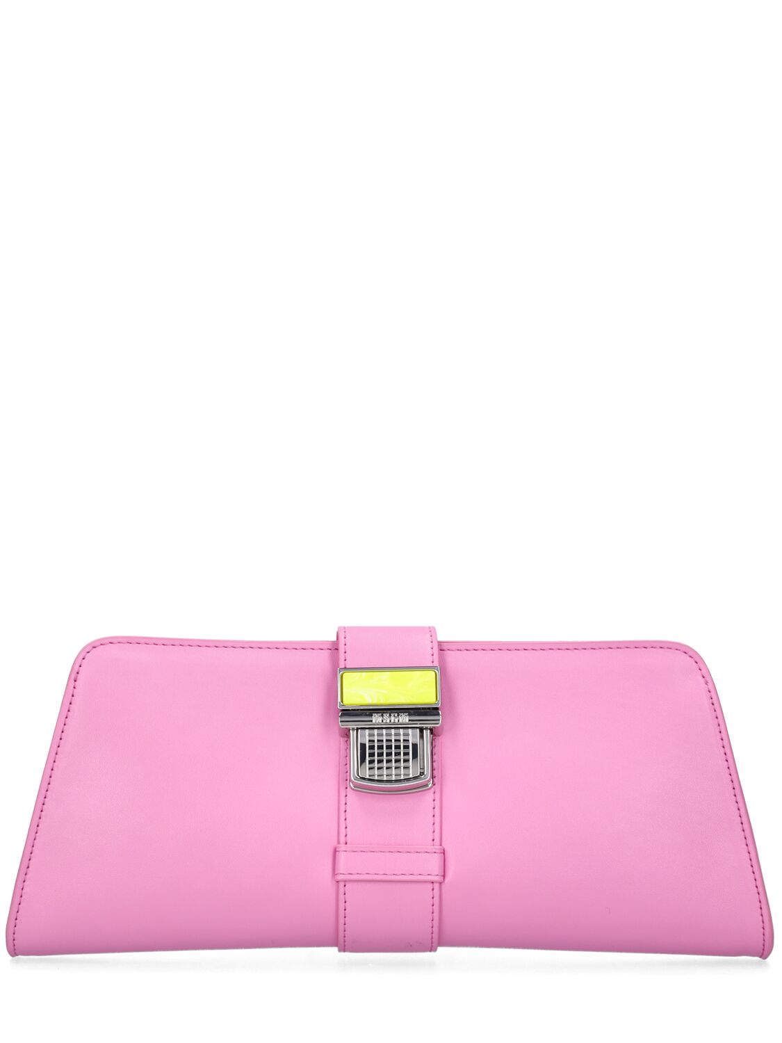 Msgm Clic Elongated Faux Leather Clutch In Pink