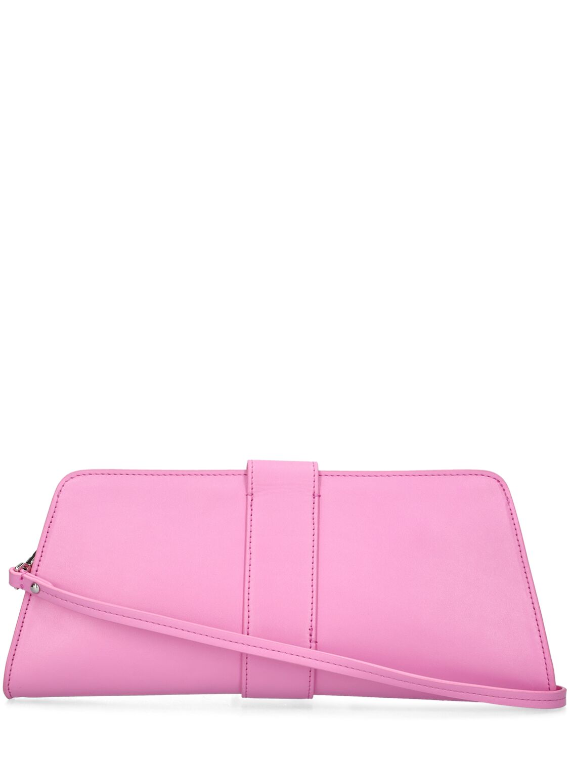 Shop Msgm Clic Elongated Faux Leather Clutch In Pink