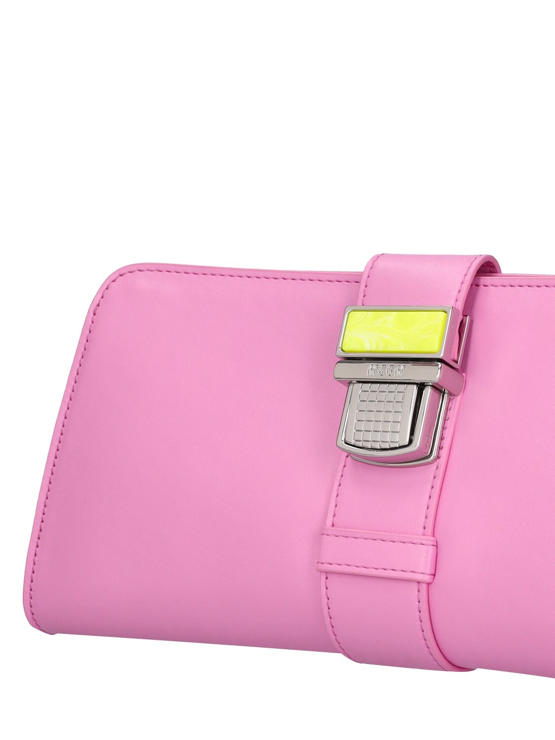 Shop Msgm Clic Elongated Faux Leather Clutch In Pink