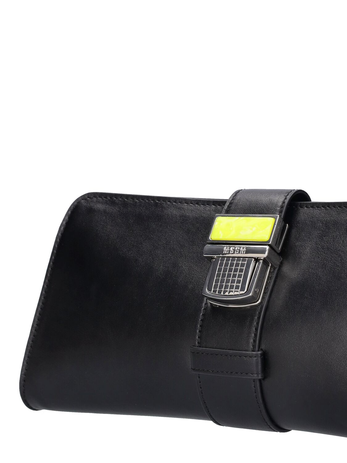 Shop Msgm Clic Elongated Faux Leather Clutch In Black
