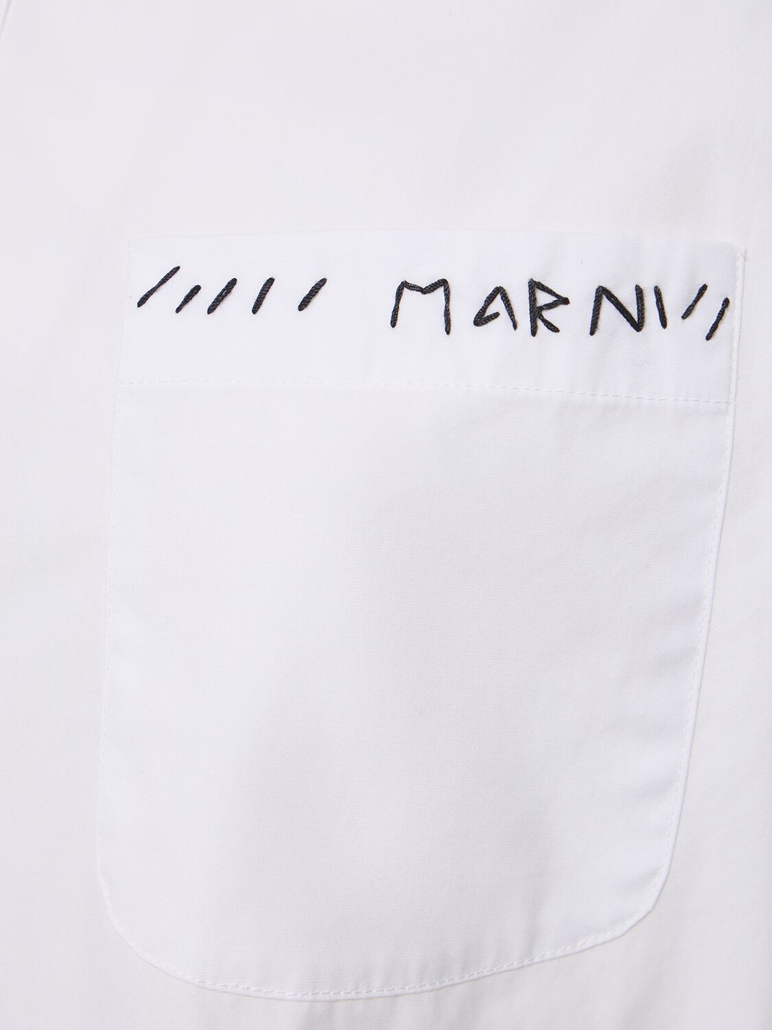 Shop Marni Cotton Poplin Regular Shirt W/ Stitching In White