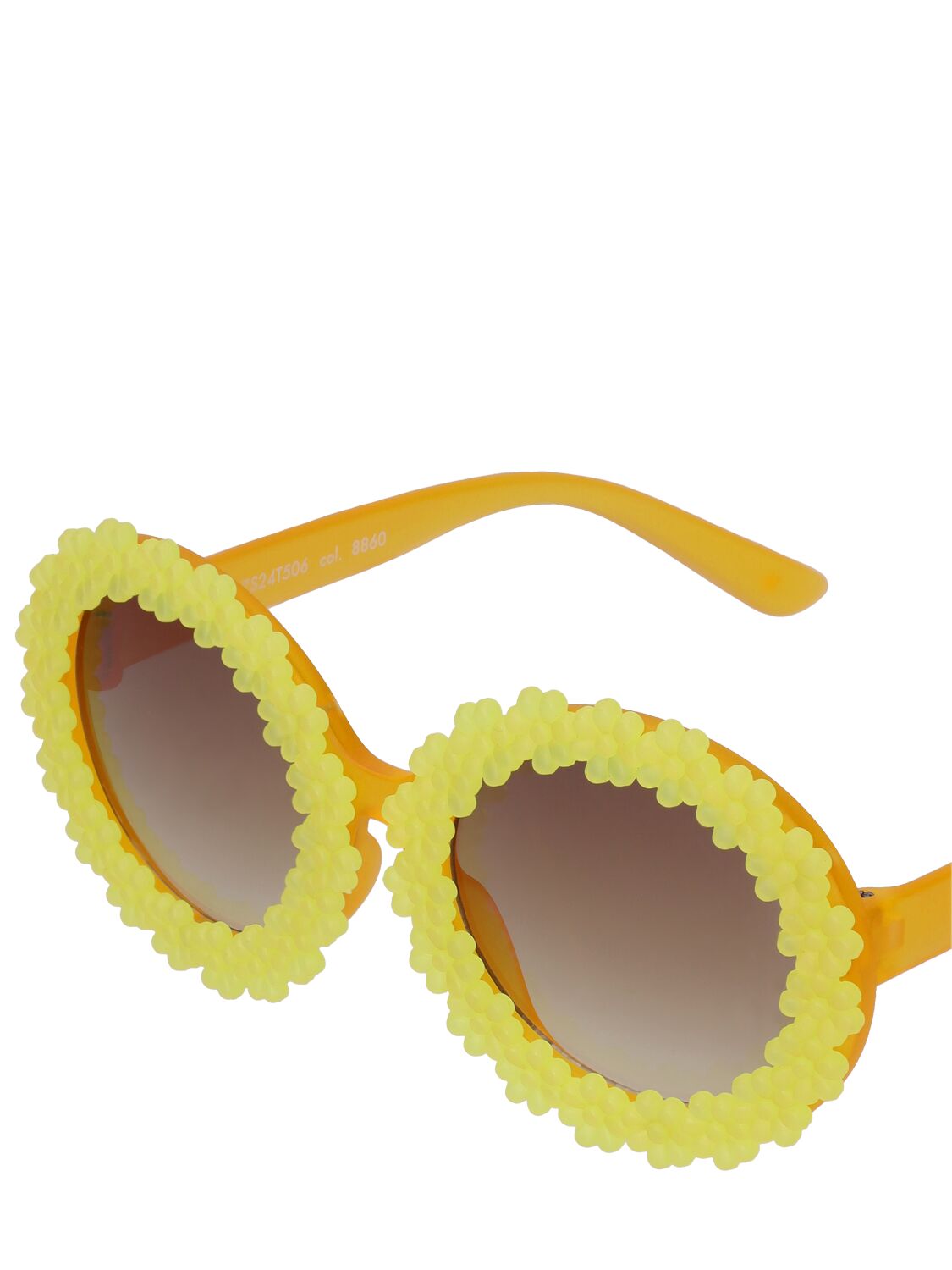 Shop Molo Flower Round Polycarbonate Sunglasses In Yellow