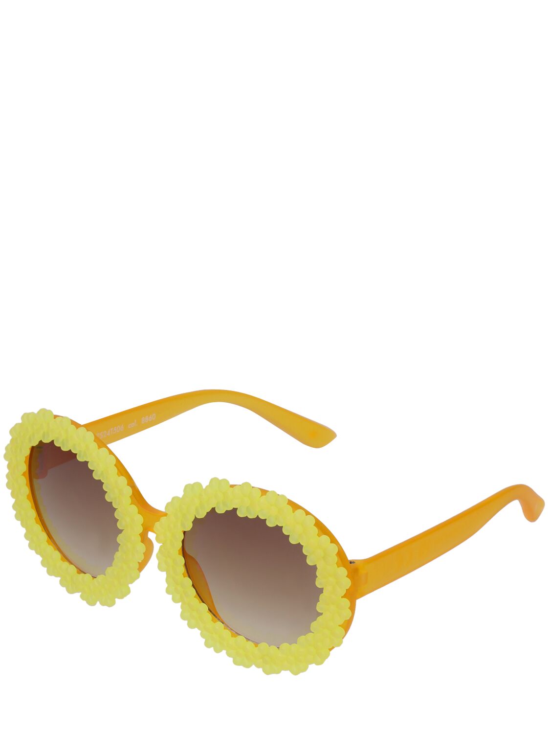 Shop Molo Flower Round Polycarbonate Sunglasses In Yellow