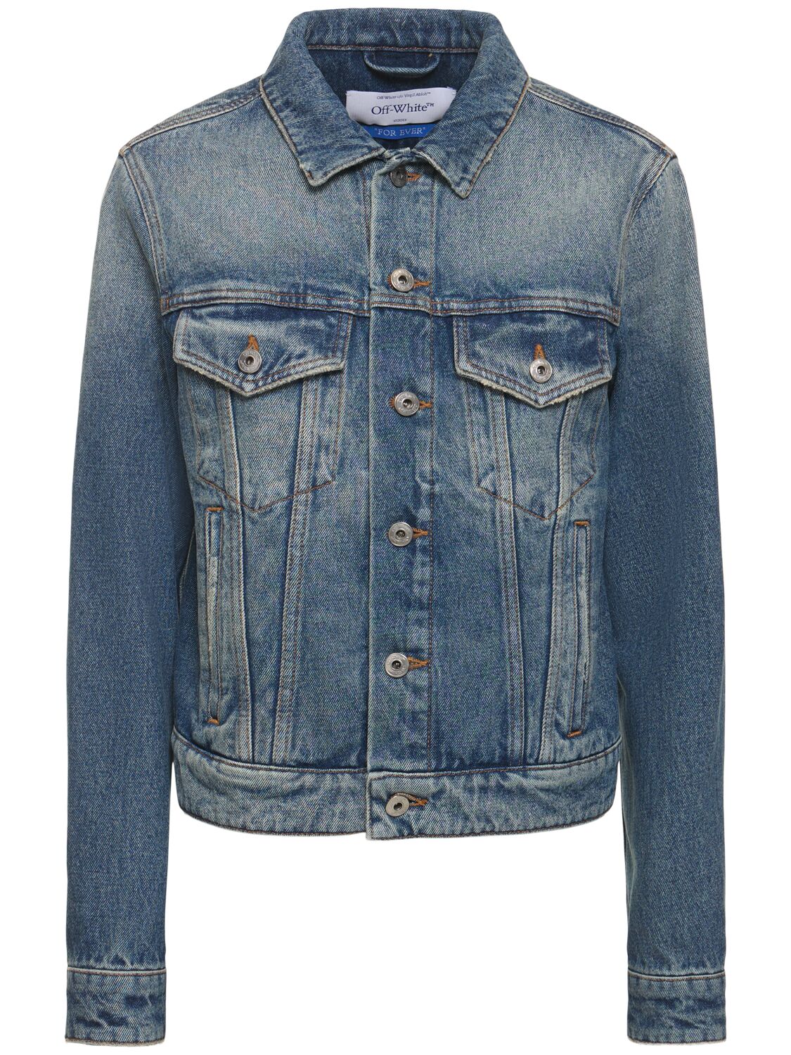 Shop Off-white Regular Denim Jacket In Vintage Blue