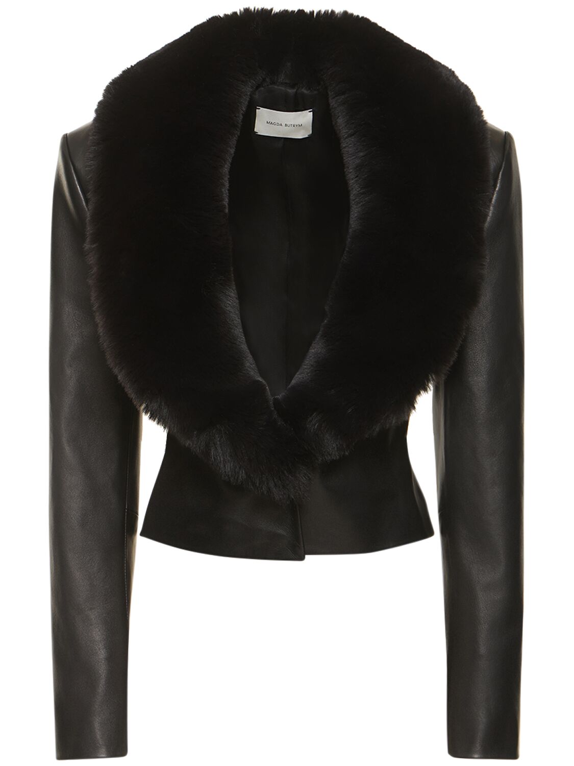 Leather Detachable Fur Collar Jacket