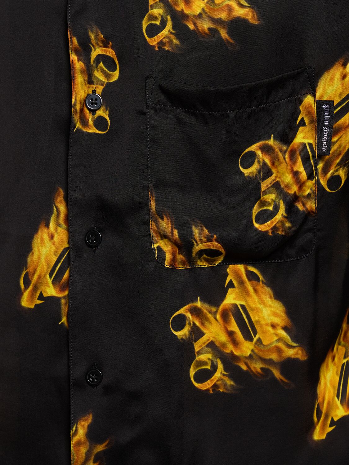 Shop Palm Angels Burning Monogram Viscose Shirt In Black,gold