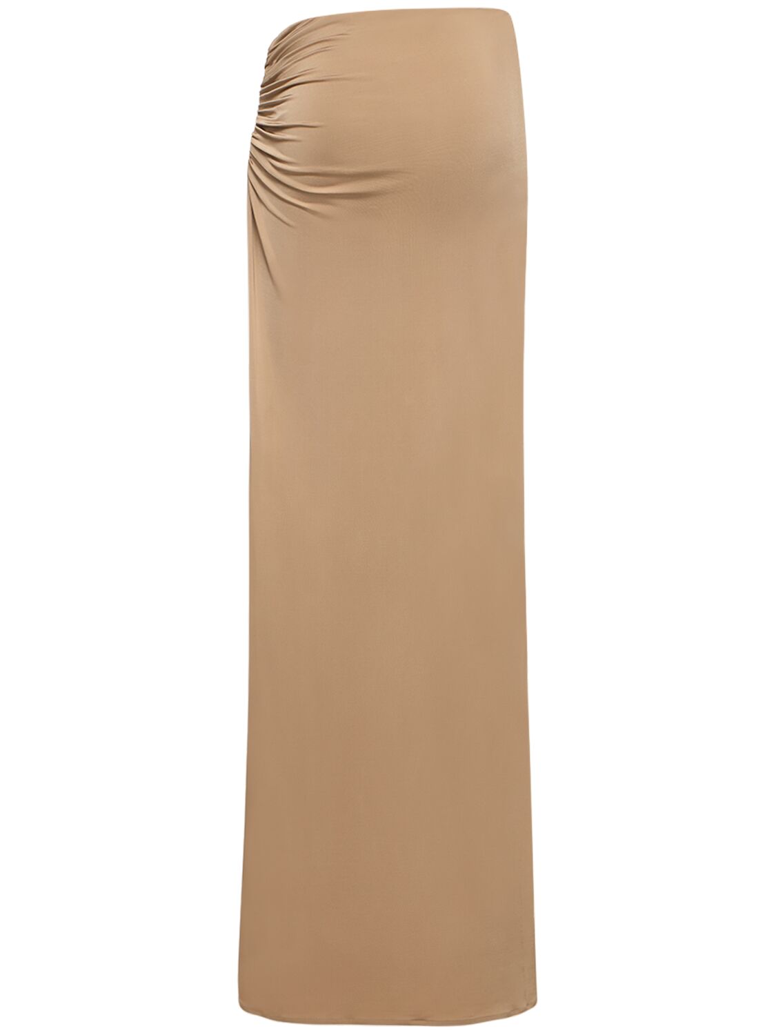 Shop Magda Butrym Draped Jersey Cutout Long Skirt In Beige