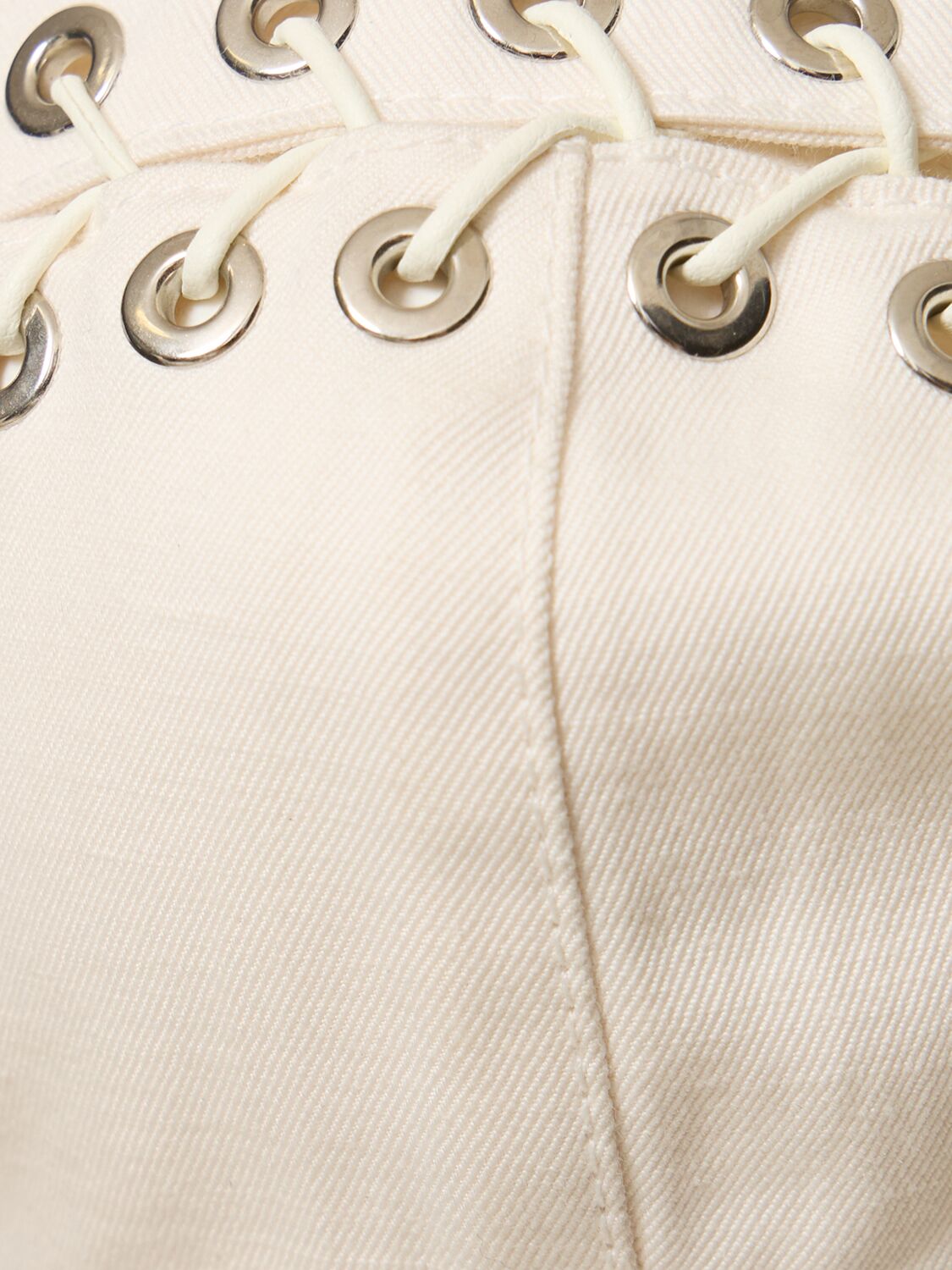 棉质帆布镂空系带文胸式上衣
