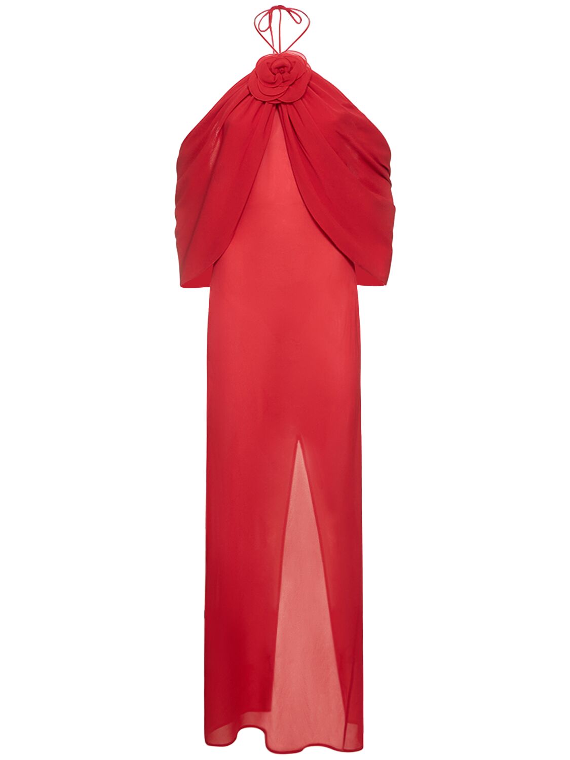 Magda Butrym Red Draped Silk Maxi Dress