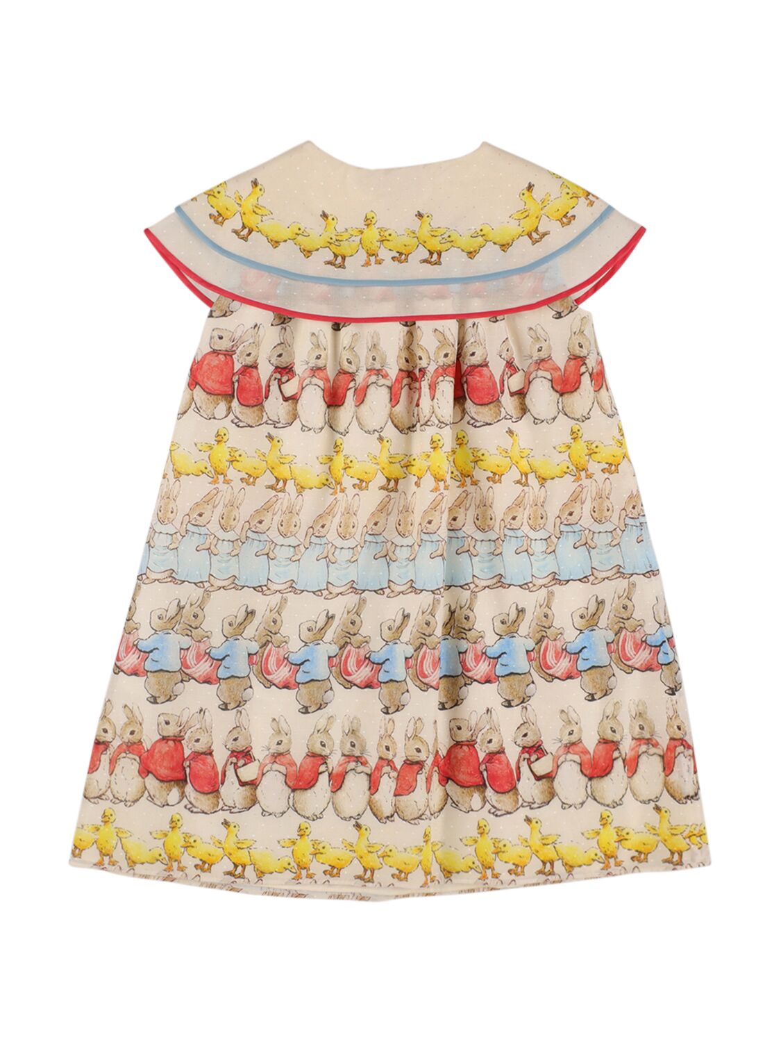 Shop Gucci Peter Rabbit Printed Cotton & Silk Dress In Ivory,multi