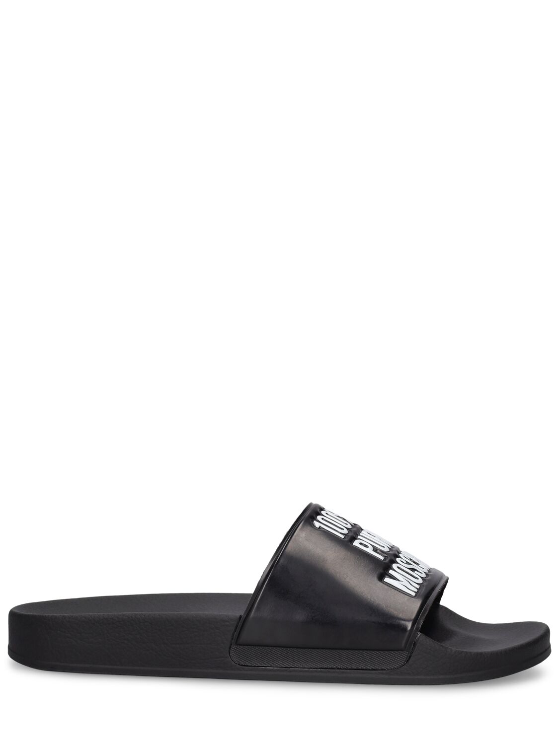 Moschino 100% Pure  Slide Sandals In Black
