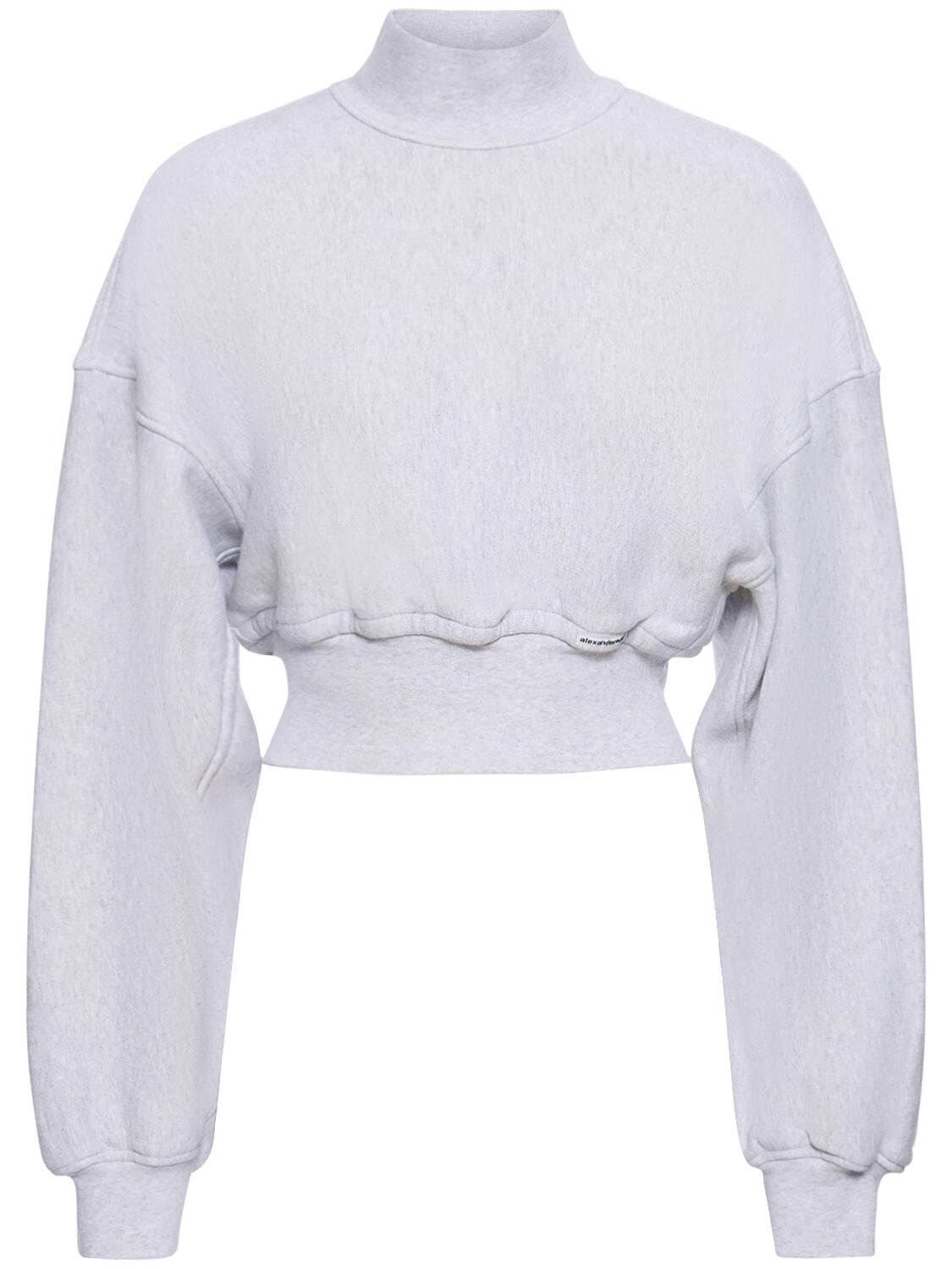 Alexander Wang Cropped Cotton Turtleneck Sweater In Grey