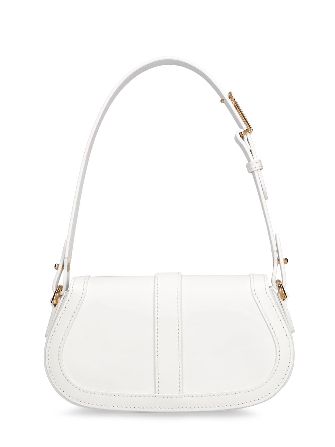 Shop Versace Mini Greca Goddess Leather Shoulder Bag In White