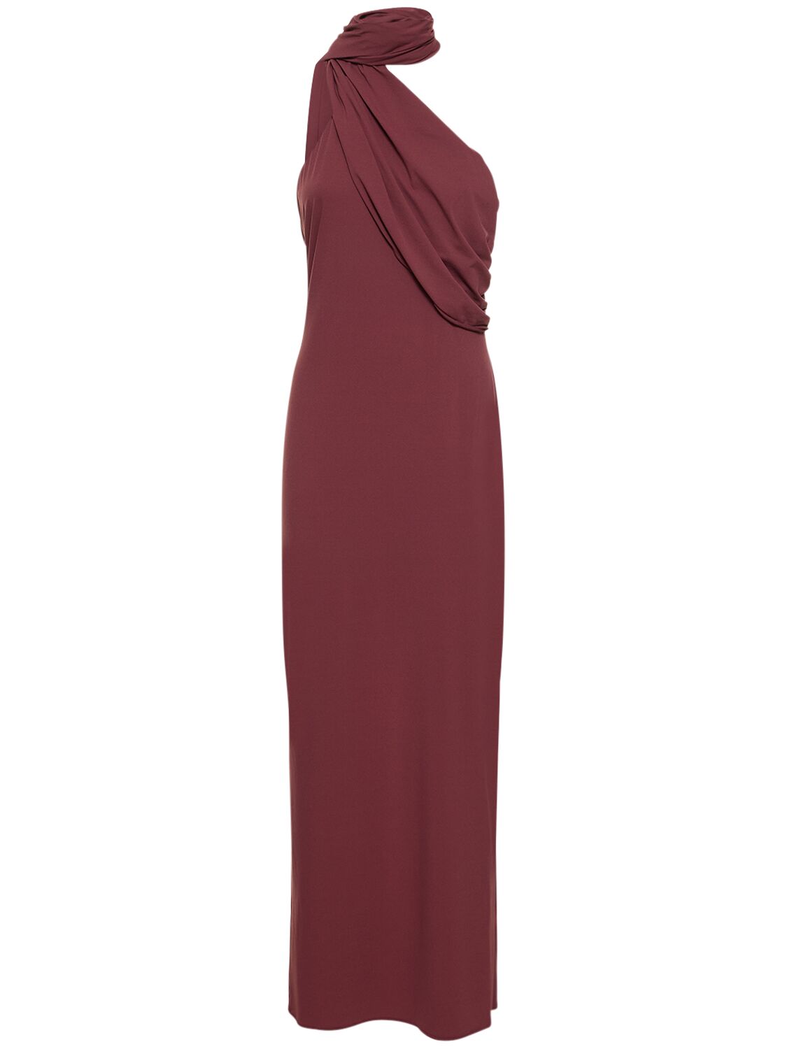 Image of Draped Jersey Long Dress W/scarf
