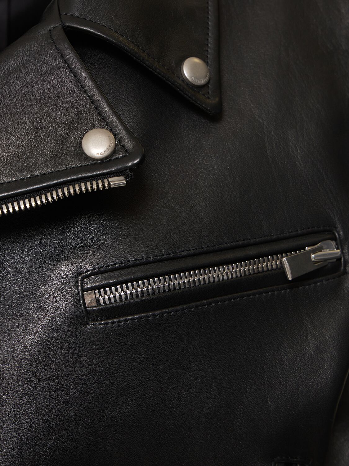 Shop Magda Butrym Leather Cropped Biker Jacket In Black