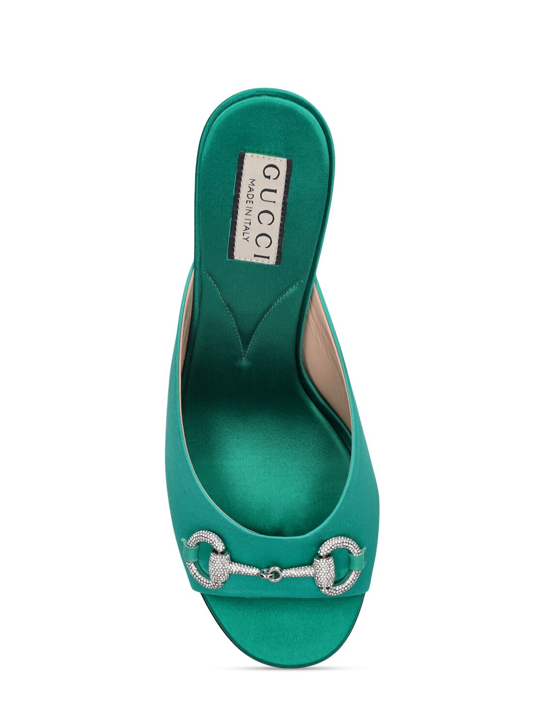 Shop Gucci 85mm Horsebit Viscose & Silk Sandals In Jade