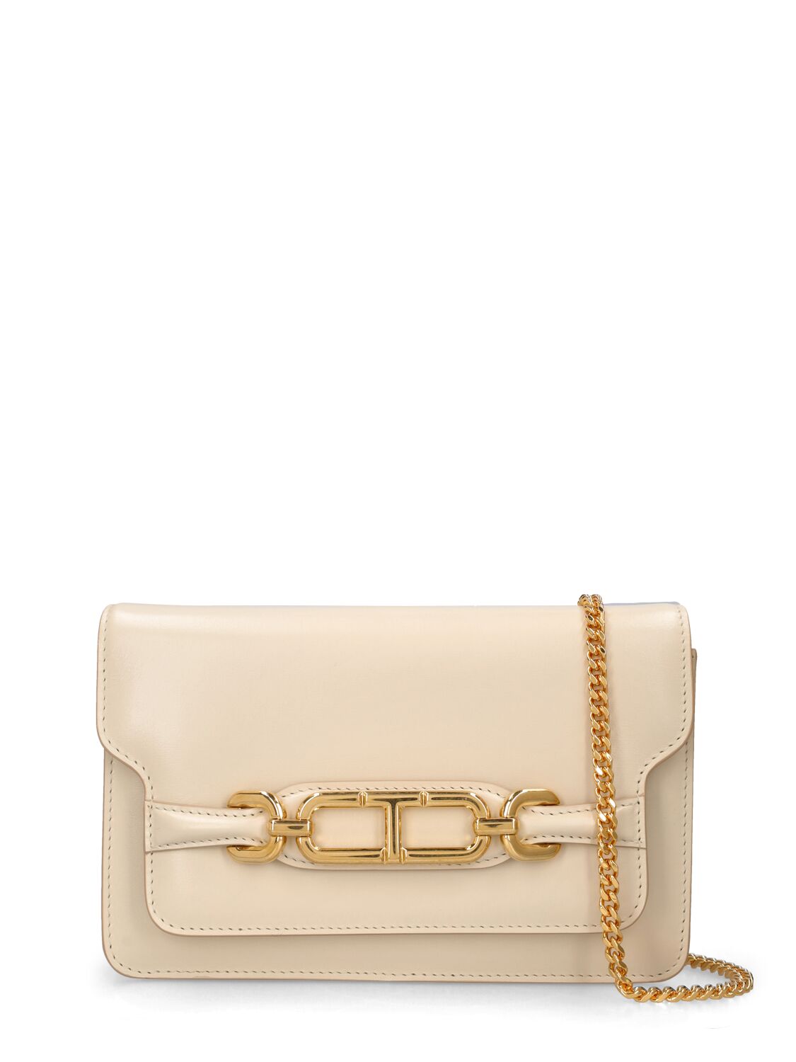 Tom Ford Small Box Leather Shoulder Bag In Cream